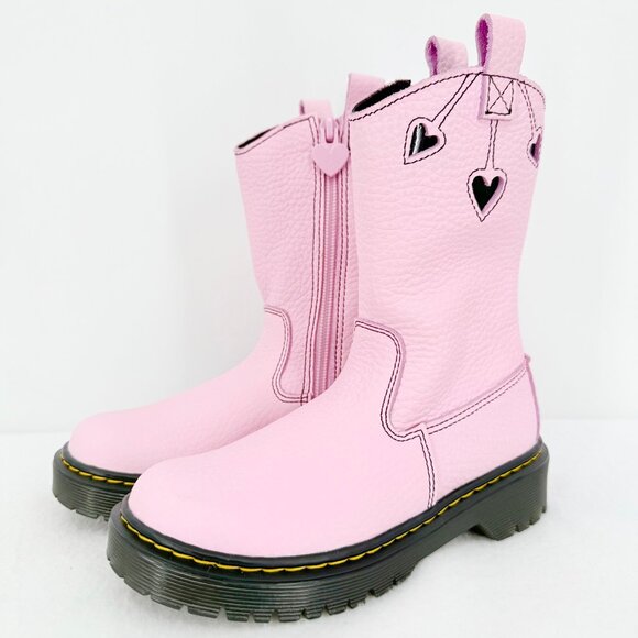 Dr. Martens Women's Pink Bex Heart Leather Boots Size US 6 Zip Side Closure NWOB - Picture 5 of 12